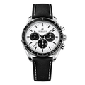 Chronograph 42 – White Dial with Blue Accents | Steel Case & Blue Fabric Strap & Tachymeter Bezel